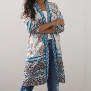 2 items! Petite Chico’s  Floral Tunic with Blue J Jill elbow length shirt